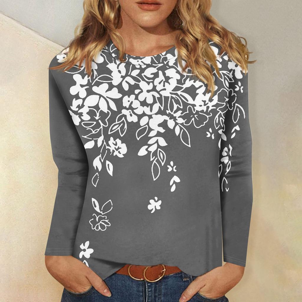 Рубашки с длинным рукавом для женщин, милые футболки с графическим принтом, блузки, повседневные базовые топы больших размеров, пуловеры