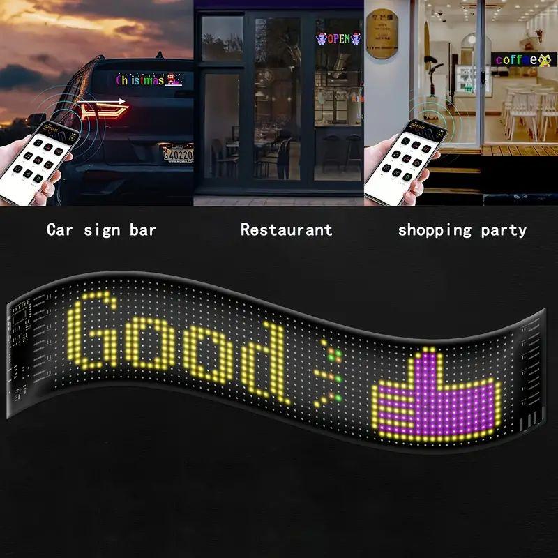 USB 5V LED Matrix Panel RGB Pattern DIY Text Halloween Christmas Room Decor Animation Remote Control+App Control Car Display