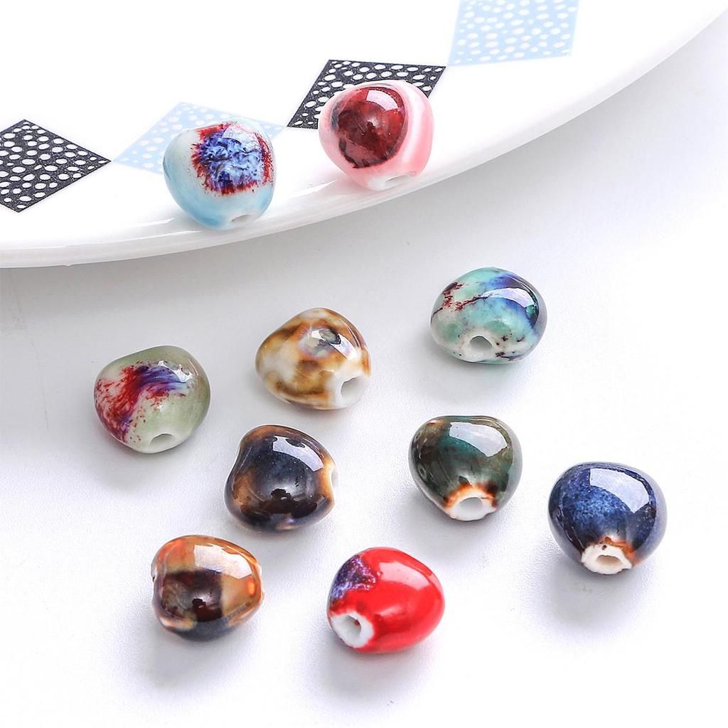 12x11 мм 10 шт., фарфоровые бусины в форме маленького сердца с цветочной глазурью, подвеска для изготовления ювелирных изделий своими руками