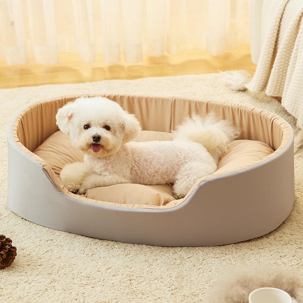 Лежанка для маленьких и средних собак и кошек, моющаяся делюкс, нескользящее дно, высокие и низкие бортики, со съемным универсальным матрасиком, не прилипает шерсть