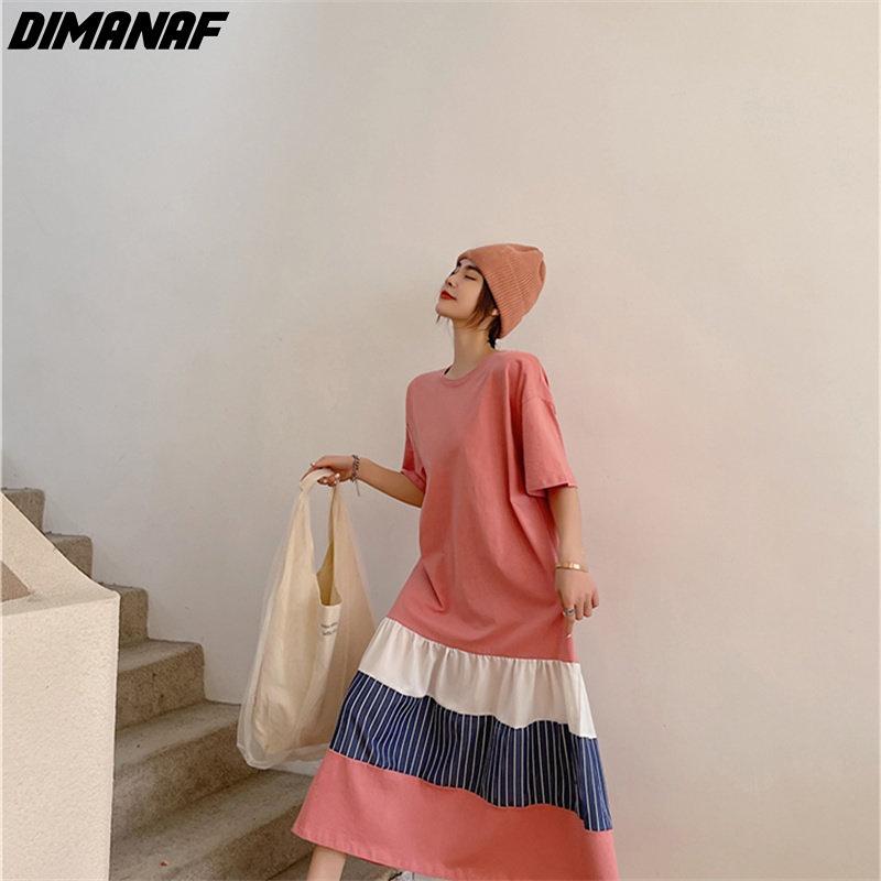 DIMANAF женское 2023 новое летнее стильное платье-футболка в полоску с принтом элегантное длинное платье свободное длинное платье с круглым вырезом платья