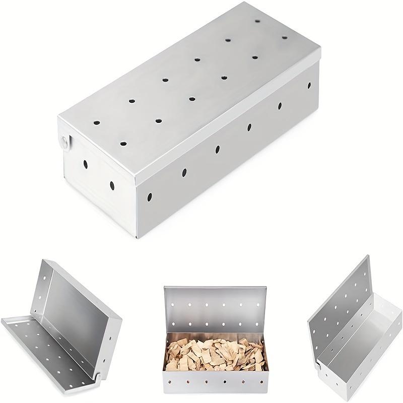 Stainless Steel Smoker Box BBQ Grill Smoking Box Wood Chip Container Meat Smoking Tool Outdoor Barbecue Accessory