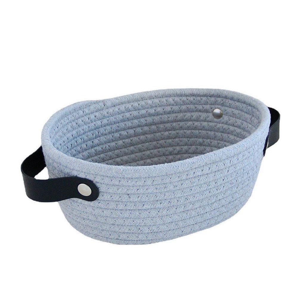 Корзина для хранения в скандинавском стиле с ручками, плетеная вручную из хлопковой веревки, контейнер для игрушек, всякой всячины, ключей, рабочего стола для гардероба