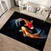 Koi Fish Pattern Carpet with Black Background, Modern Home Decor Rug Suitable for use as an anti-slip for living room bedroom sofas