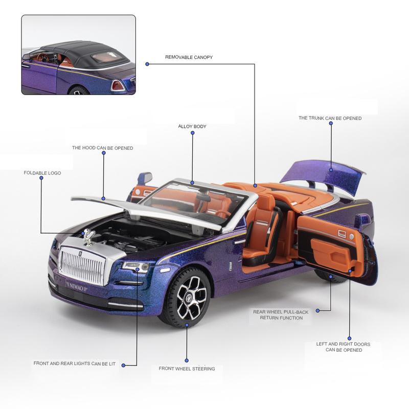 1/24 Rolls Royce Dawn Spofec литые игрушечные машинки и игрушечные машинки модель автомобиля звук и свет инерционные машинки игрушки для детей подарки