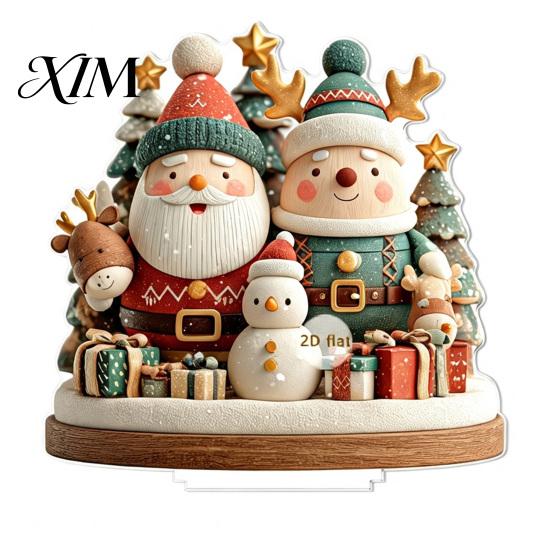 Christmas Tree Hanging Ornaments Village Houses Table Decoration, Snow Scene Patterns 2D Acrylic Festive Window Decorations Ornament, Decorative