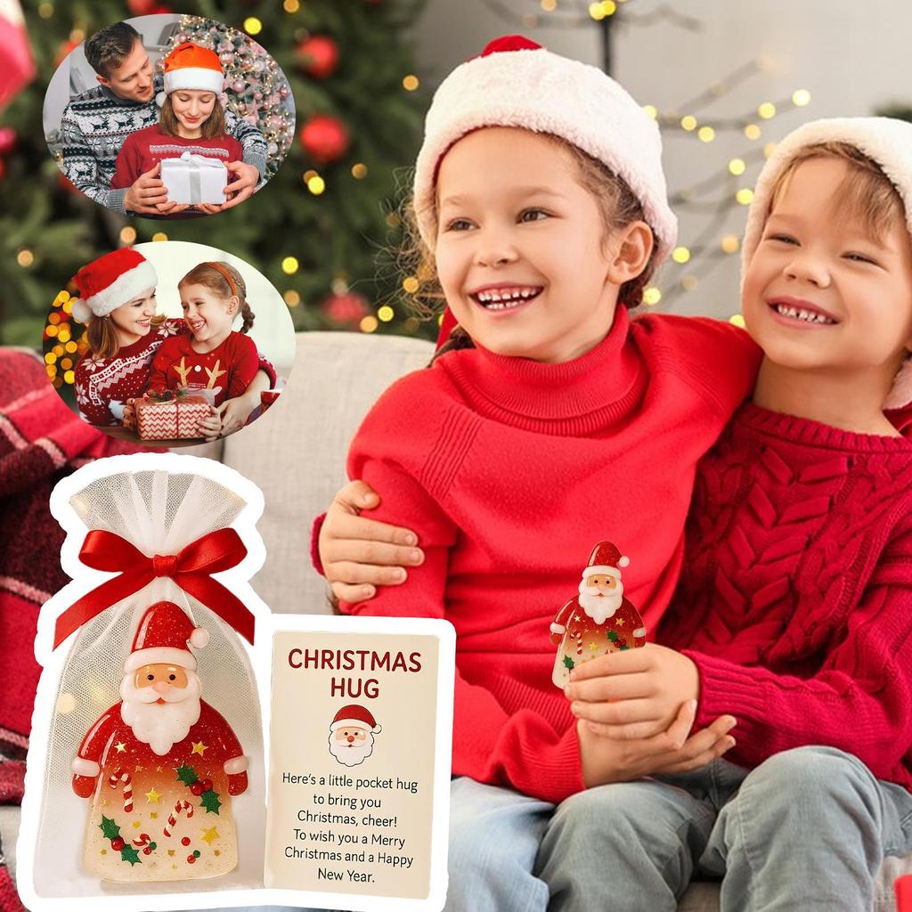 Christmas Pocket H ug Gifts 2D Acrylic Pocket Santa Claus Decor Comforting Keepsake Little Encouragement Cards Holiday Card
