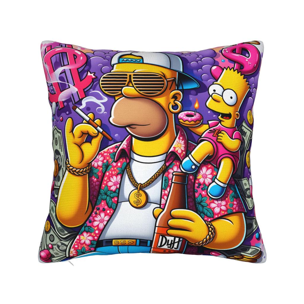 Homer SSimpsons Donut Pattern Pillow Cover Square Cushion Cover Fashion Pillow Case For Living Room Sofa