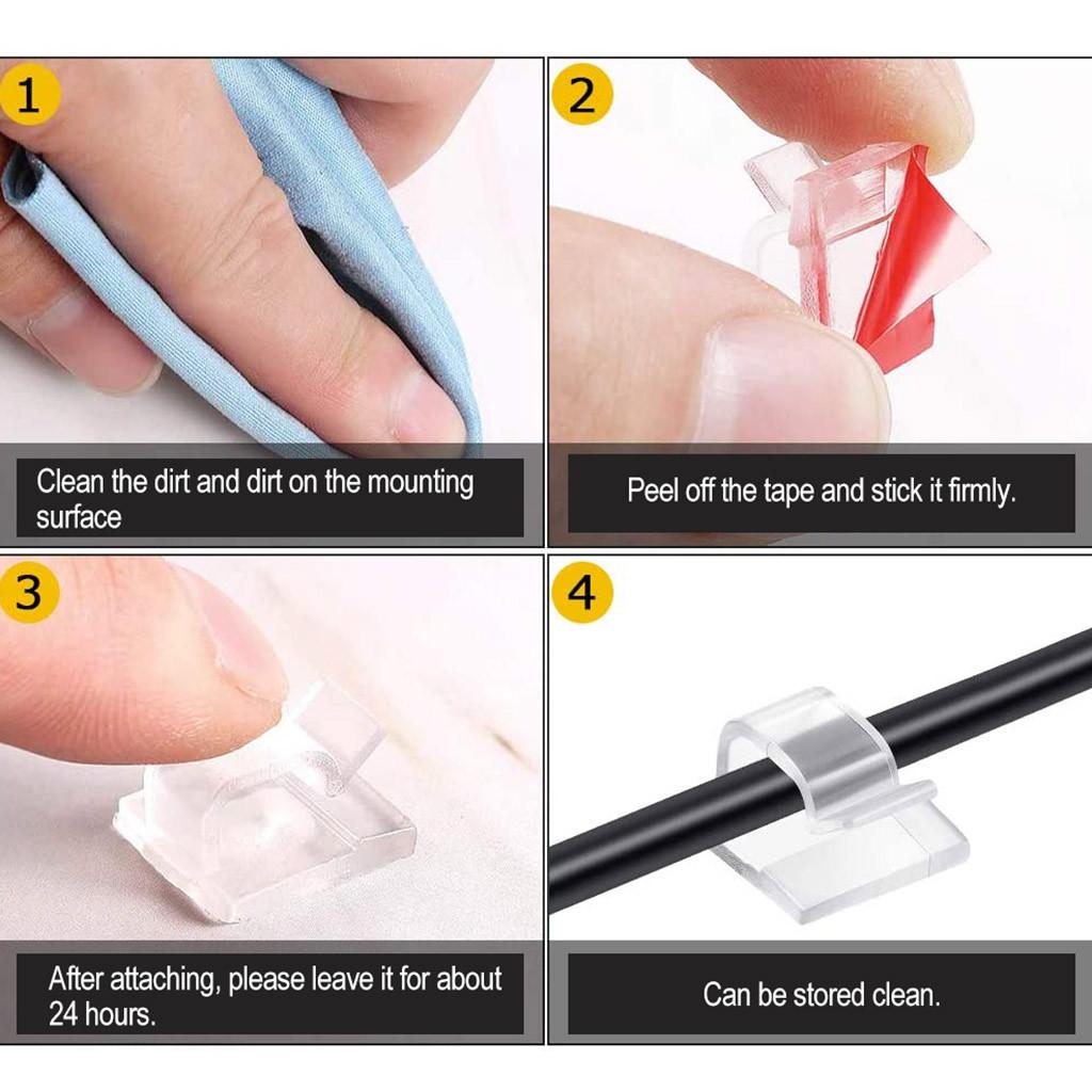 Adhesive Cable Clips Wire Clips Cable Wire Management Wire Cable Holder Clamps Cable Tie Holder For Car, Office And Home