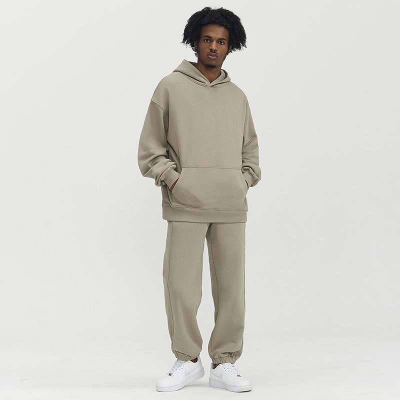 Men's Fleece Hoodie 380g Heavyweight Oversized Hooded Sweatshirt Vintage Streetwear Warm Pullover