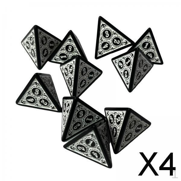 4x 10 штук 4-гранных кубиков, D4 многогранные кубики