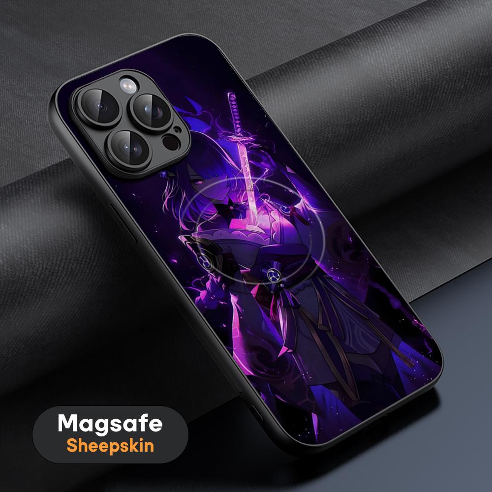 Cool Raiden Shogun hot Game Phone Case For iPhone 17 16 15 14 13 12 11 Plus Pro Max High-end Luxury Magsafe Sheepskin