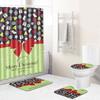 Christmas Shower Curtain Floor Mat Combination Four-Piece Set Bathroom Toilet Carpet Shower Room Mat Foot Mat