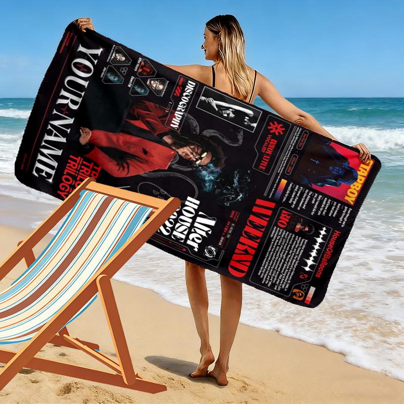 Name Custom The Weekend Poster Print Beach Towel, Large Soft Quick Dry Towel for Beach Camping Swimming