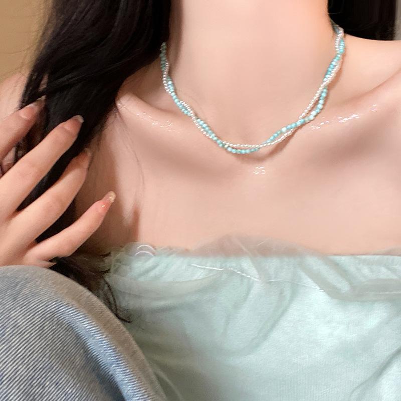 Двойное ожерелье из бусин, жемчужной раковины, маленькое, свежее, милое, для девушки, цепочка на ключицу, ожерелье в стиле ins, женское