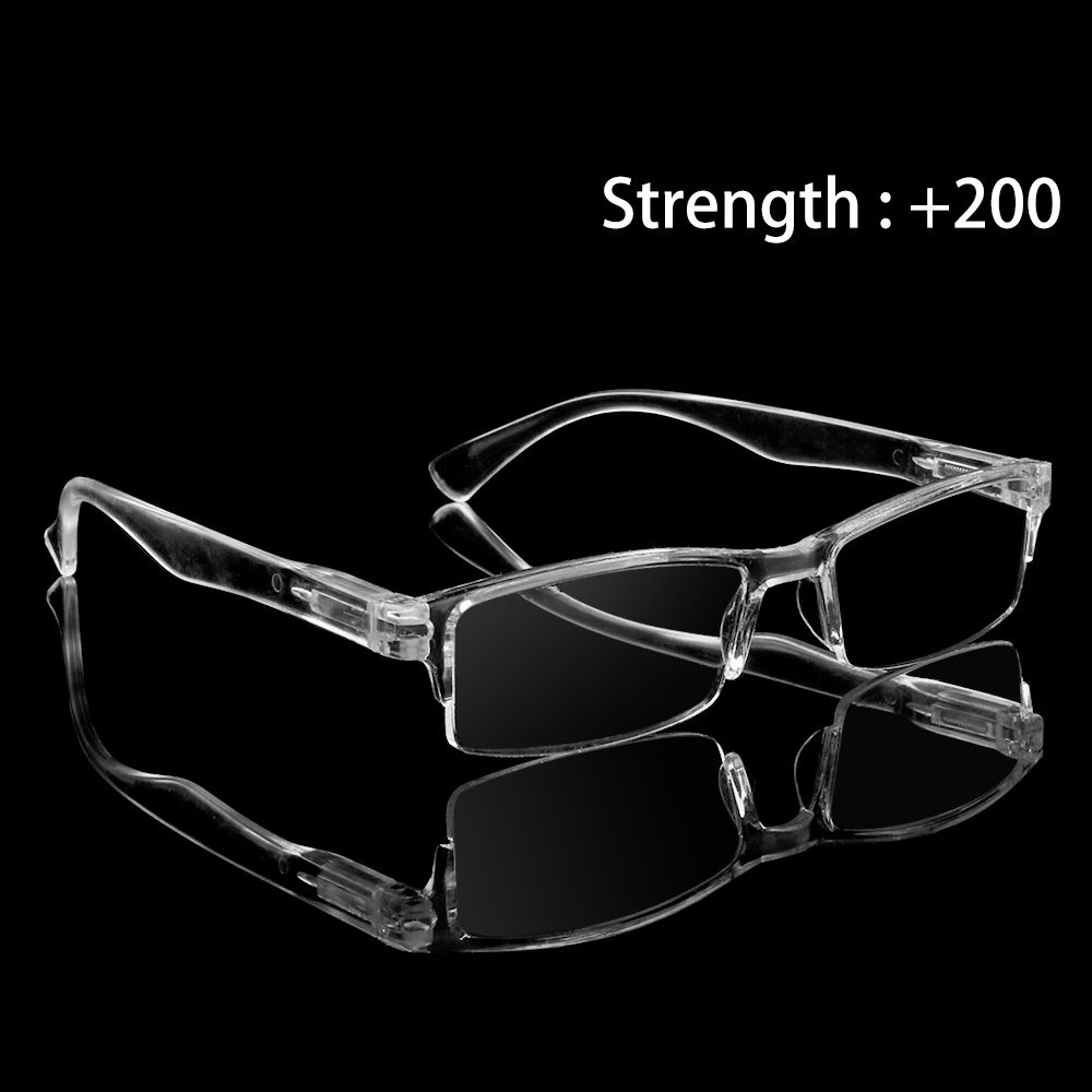 Ultralight Transparent Silver Presbyopic Glasses Plastic Frame Reading Glasses Flat Mirror Eyewear