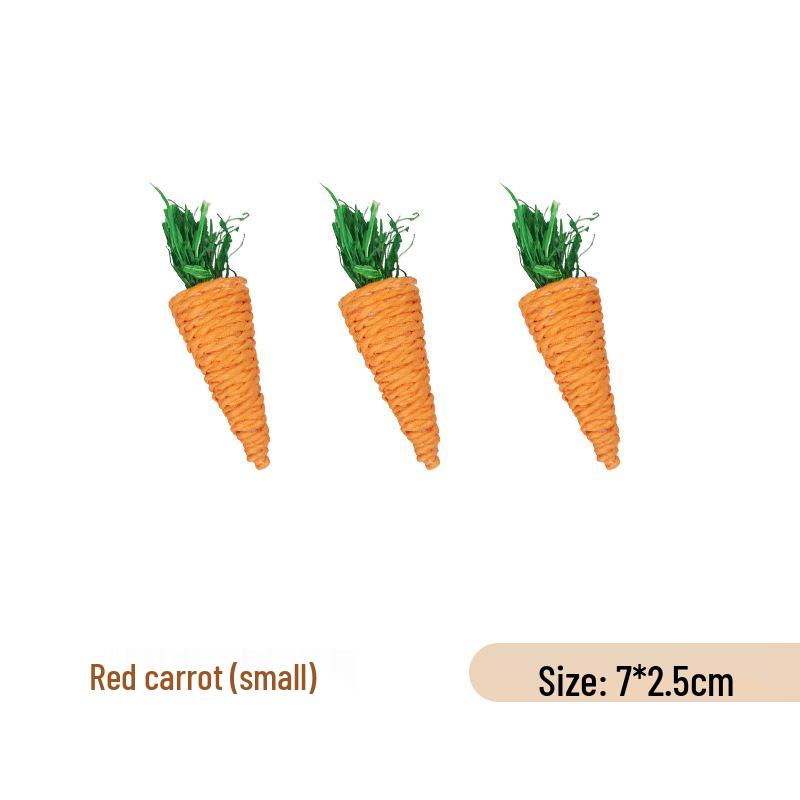 Pet Bunny & Cat Teething Toy - Woven Straw Carrot for Boredom Relief, Suitable for Guinea Pigs & Chinchillas.