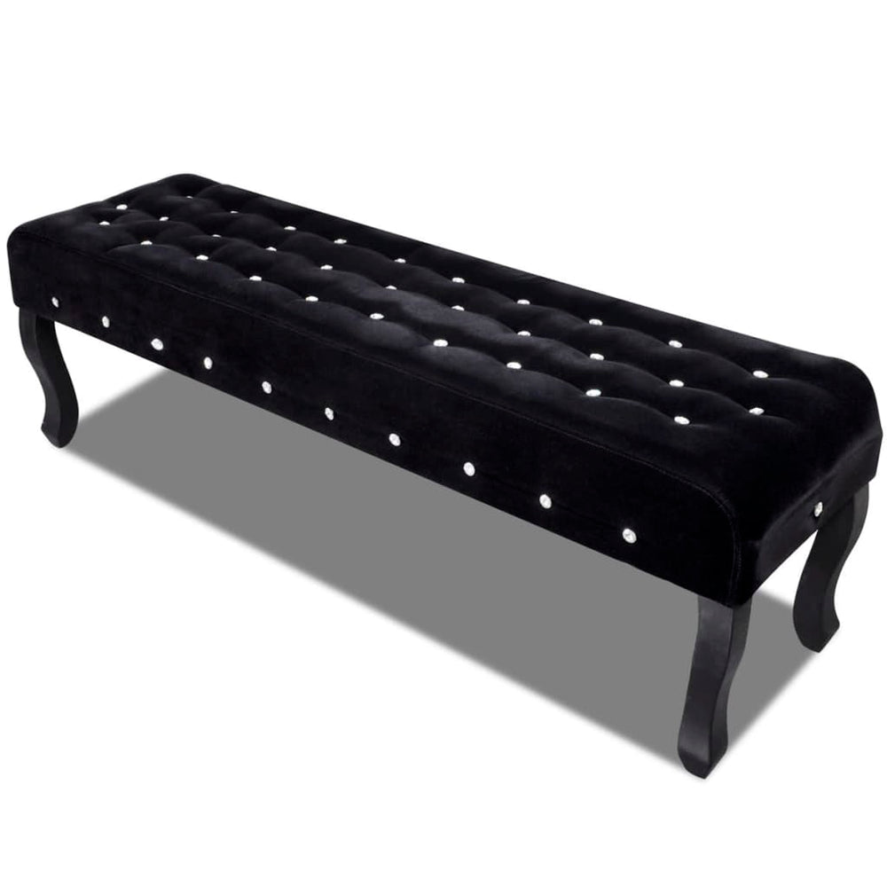 Banc tissu velours avec boutons en cristal