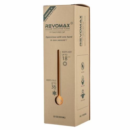 REVOMAX2 950mL Stainless Steel Vacuum Insulated Water Bottle with One-Touch Operation, Keeps Drinks Hot or Cold, Suitable for Carbonated Drinks, Large