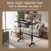 Mobile Stand Up Laptop Desk 16x31.5In 70-110cm Adjustable Height 4 Lockable Wheels 10KG Bearing for Home Office