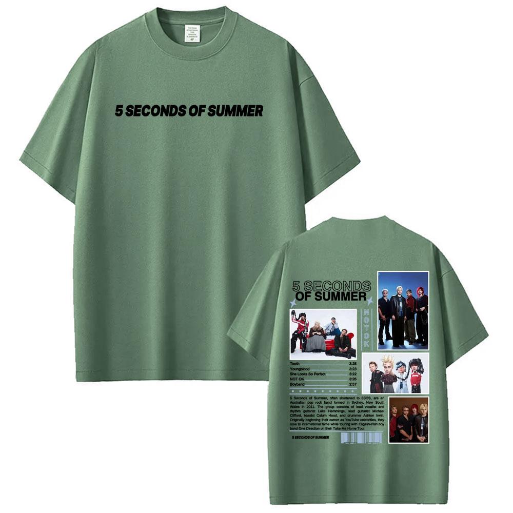 Футболка с мерчем группы 5 Seconds of Summer World Tour, унисекс, модная, в стиле хип-хоп, 100% хлопок, с коротким рукавом