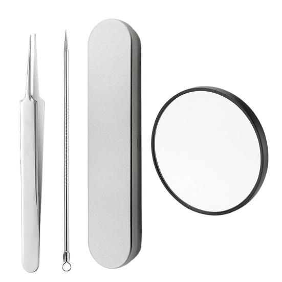 Набор инструментов для удаления черных точек Профессиональный экстрактор черных точек с футляром и 5-кратным увеличительным стеклом для удаления прыщей, черных точек, прыщей, лба, лица, носа