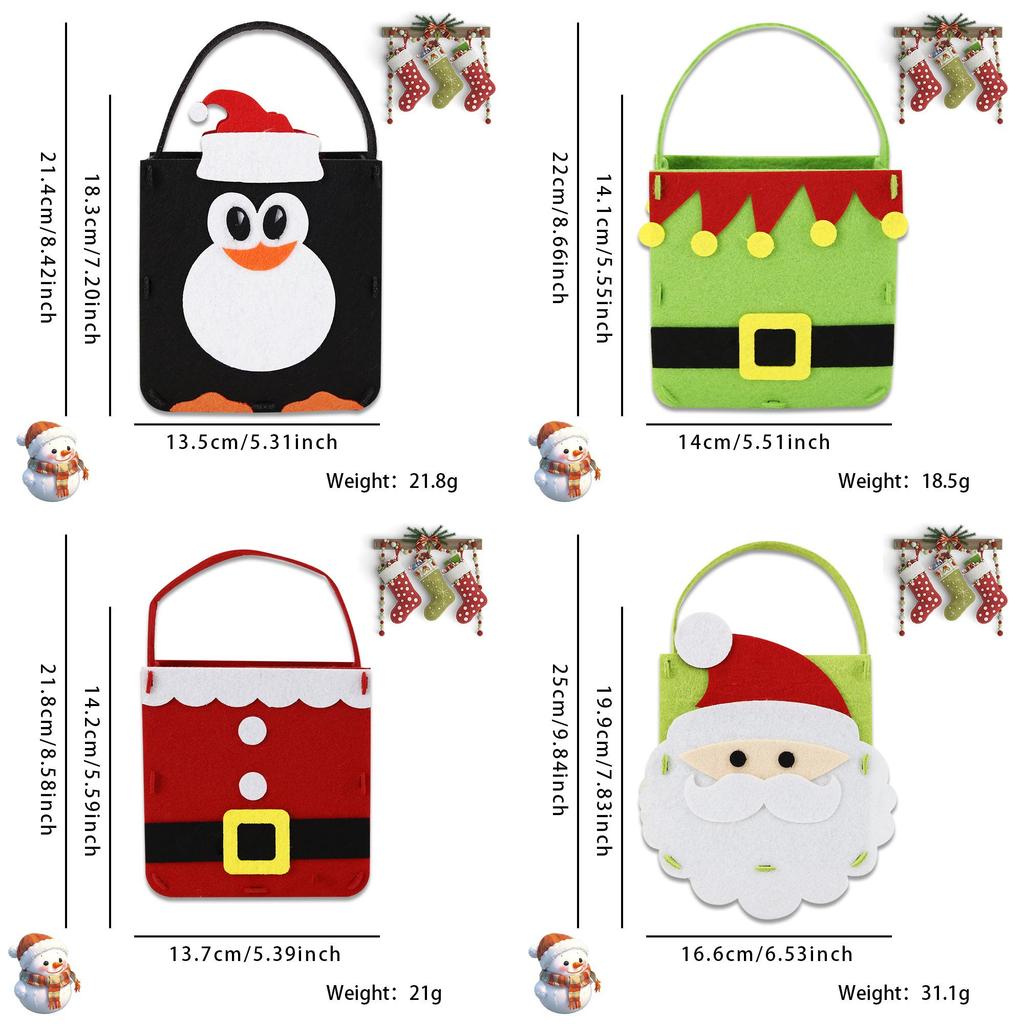 Festive Nonwoven Christmas Themed Tote Bags For Kids With Adorable Designs