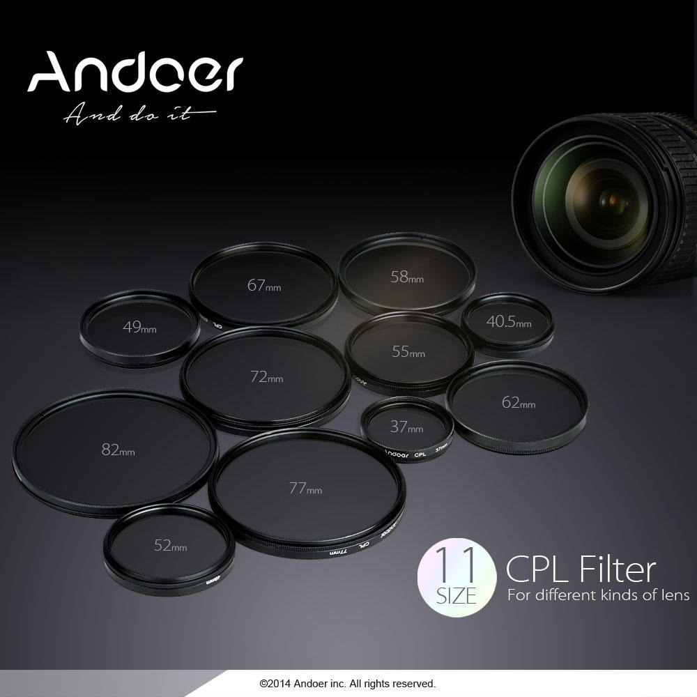 Andoer 52mm Digital Slim CPL Circular Polarizer Polarizing Glass Filter for Canon Nikon Sony DSLR