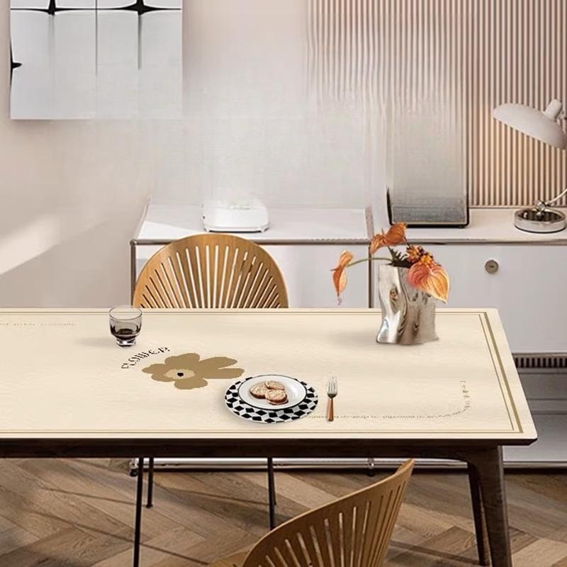 Овальный кожаный коврик для стола с текстурой овчины, устойчивый к пятнам