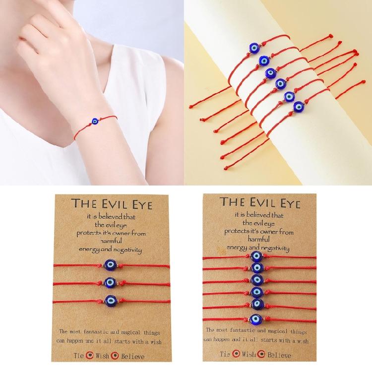 Синий Браслет на Удачу от Сглаза Ручной Работы Красная Нить Веревка Браслет для Пары