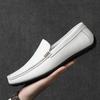 Summer Genuine Leather Slip On Men Shoes Moccasins Business Loafers Men Designer Driving Shoes Casual Luxury Flats White Wedding