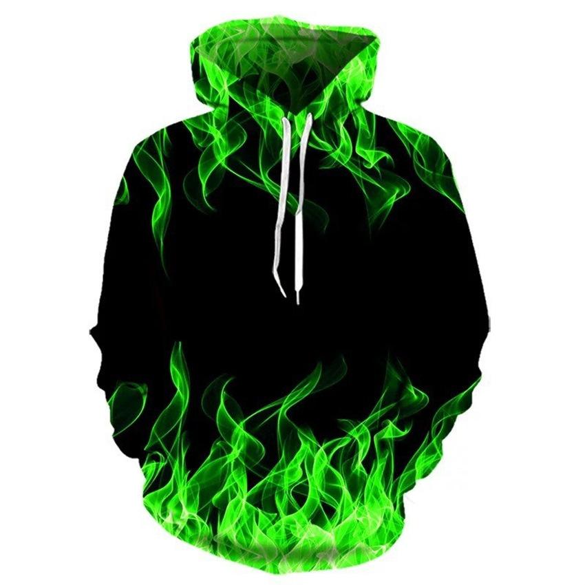 3D Blue Flame Collection Printed Pullover Sweatshirt Men's Hooded Sweatshirt