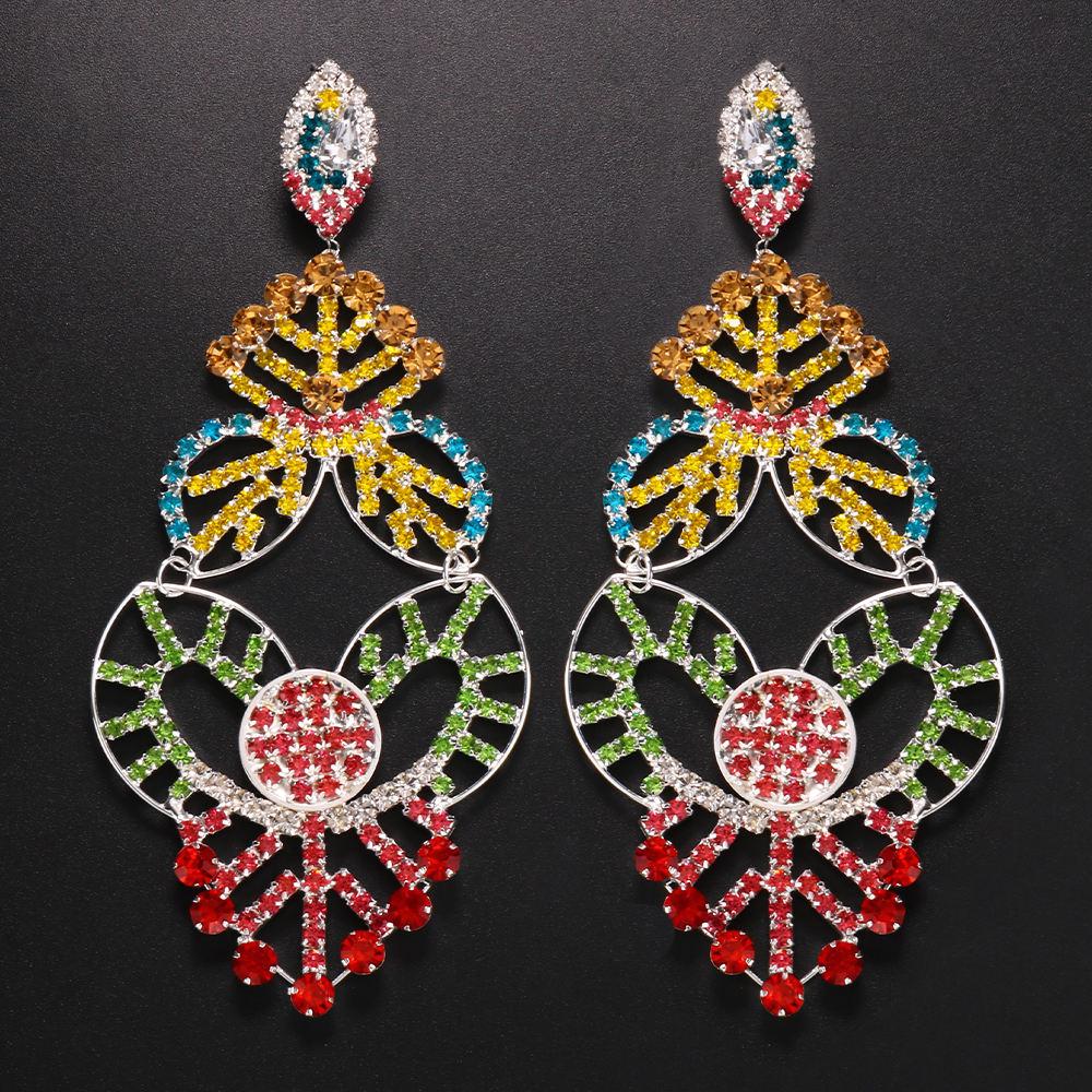 Stonefans Colorful Rhinestone Statement Earrings Fashion Long Dangle Drop Earrings Drag Queen Jewelry Accessories