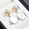 Real Original Freshwater Big Baroque Pearl Earrings For Women,18K Gold Plated Earrings With Pearl Hoop Wife Mother Gift White