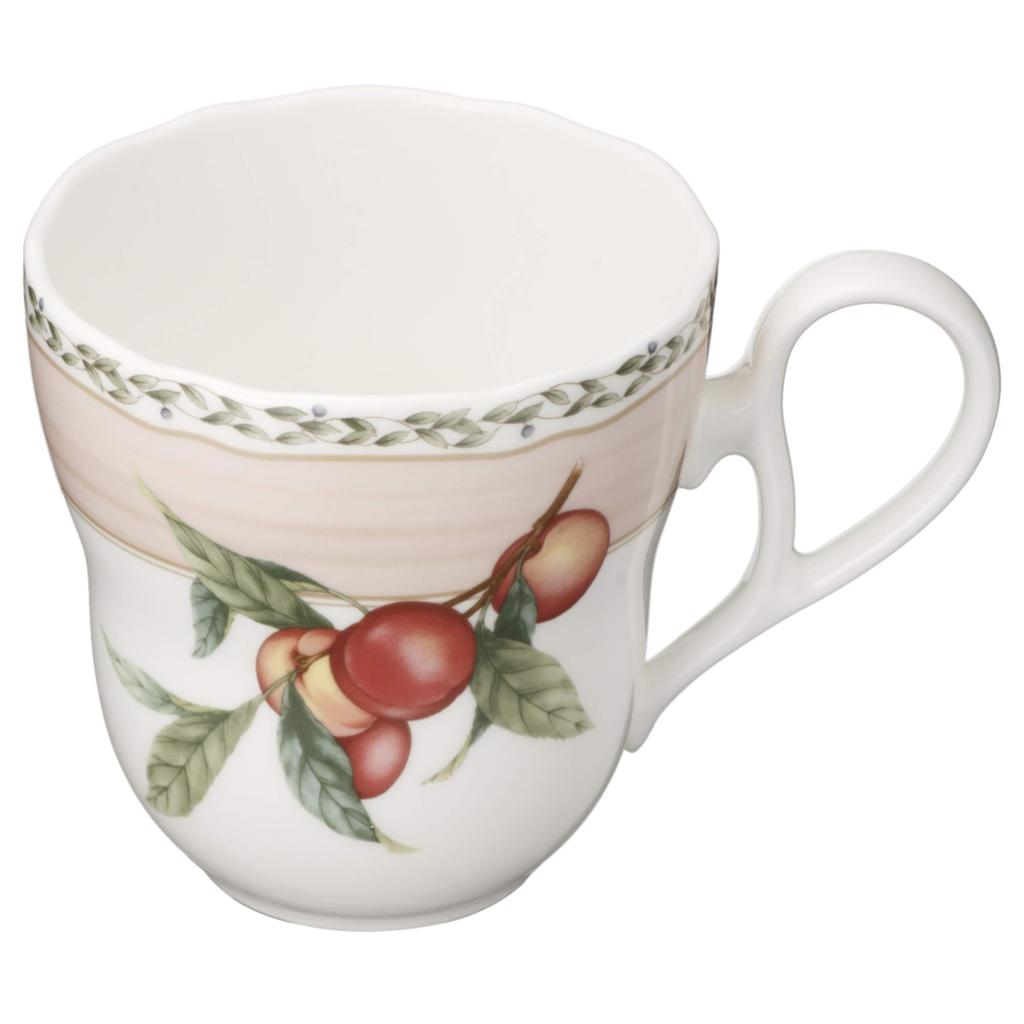 Noritake Кружка и тарелка (Парный набор) - Тарелка 19 см и кружка 375 мл, дизайн «Фруктовый сад», две кружки и две тарелки, тонкий фарфор (Белый с оттенком), M9719/4911-12
