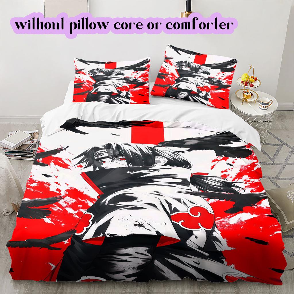 Naruto Sasuke Uchiha Various Sizes Bedding Set Duvet Cover 3pcs Children's Gift Print Cartoon Extra Large Decor