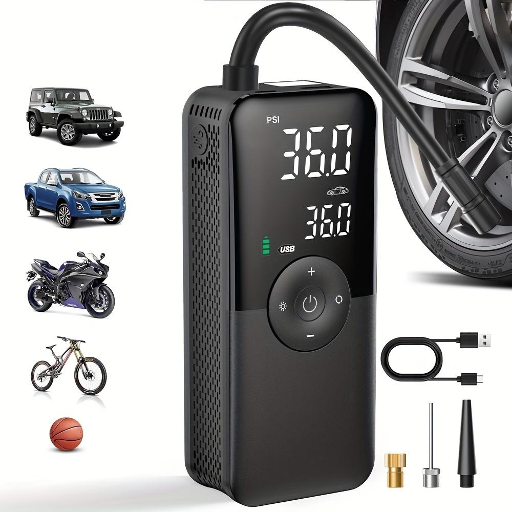 Portable Tire Inflator - USB and Battery Powered Air Compressor for Cars, Motorcycles and Bicycles with Digital Display