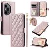 For Honor 400 Pro 5G (Global) Case Wallet Rhombus Grid PU Leather Phone Cover with Shoulder Strap/Wrist Strap
