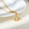 Prjewel Stainless Steel Smooth Cherry Pendant Necklace Gold Color Fruit Elements Accessory Collar For Women Girls Daily Jewelry