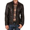 Men's Genuine Lambskin Brown Leather Jacket Stylish Motorcycle Bomber Biker Outerwear MJ 34