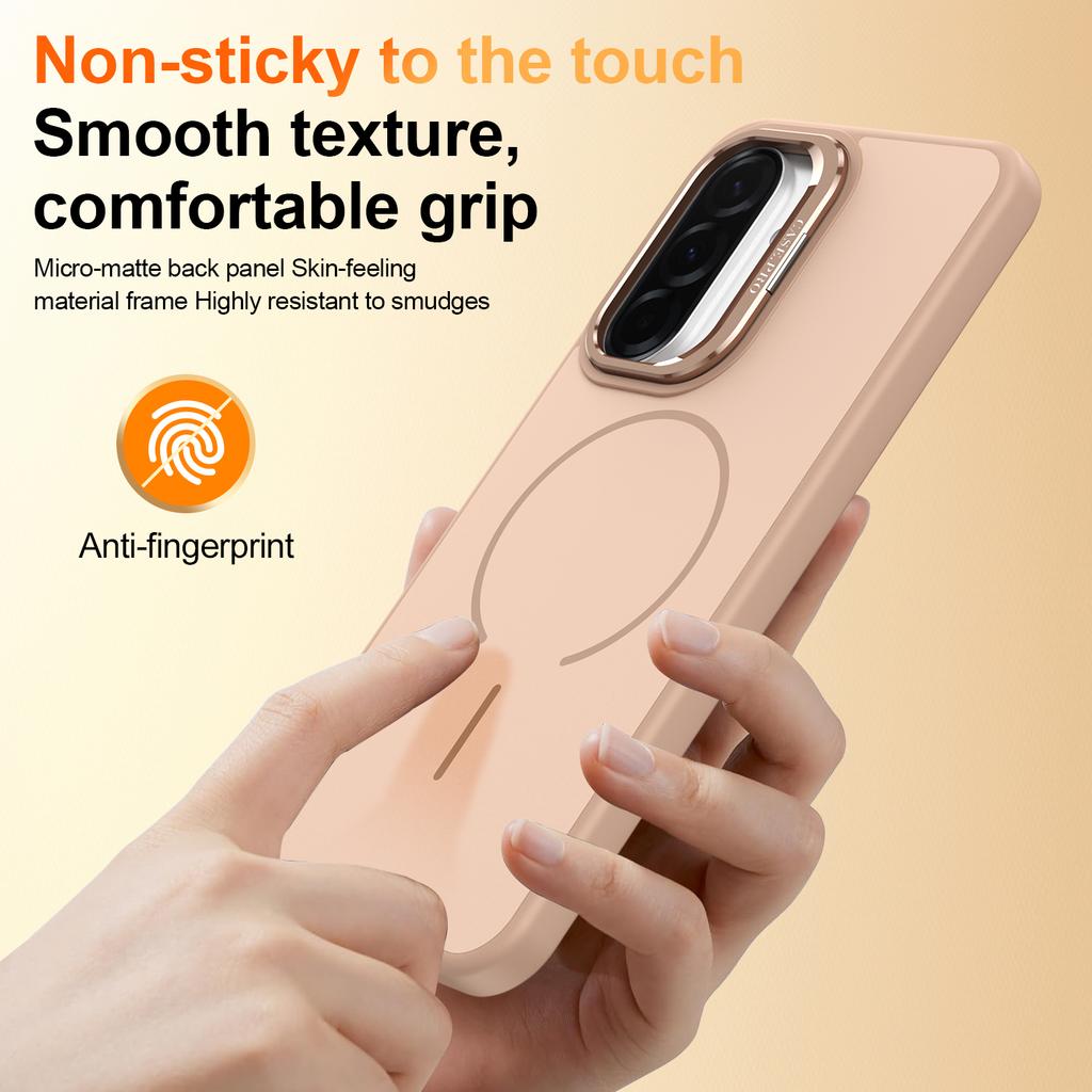 For Samsung Galaxy A15 5G / 4G Case Skin-touch PC + TPU Magnetic Phone Cover with Lens Frame Kickstand
