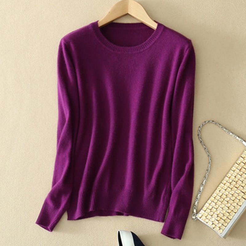 Stylish Women's Cashmere Loose Pullover Crew Neck Knit Sweater For Cozy Winter Wear