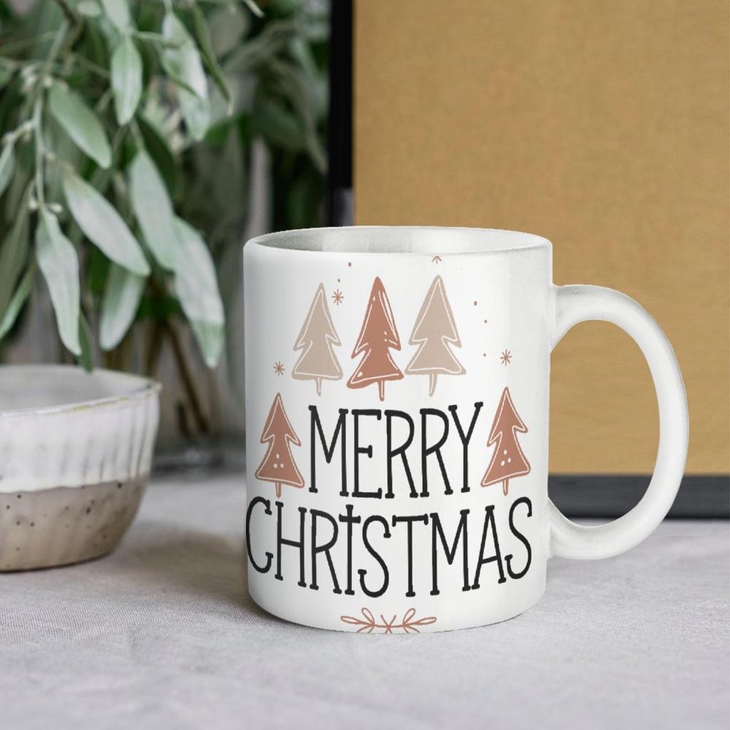 11oz White Ceramic Mug with Smooth Handle and Dual-Side Print, Perfect for Coffee Lovers Enjoying Warm Drinks In Home or Workplace