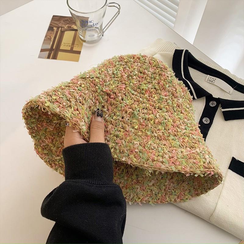 Handmade straw hat women's spring and summer small fresh sun hat travel sun protection hat sweet versatile fisherman hat