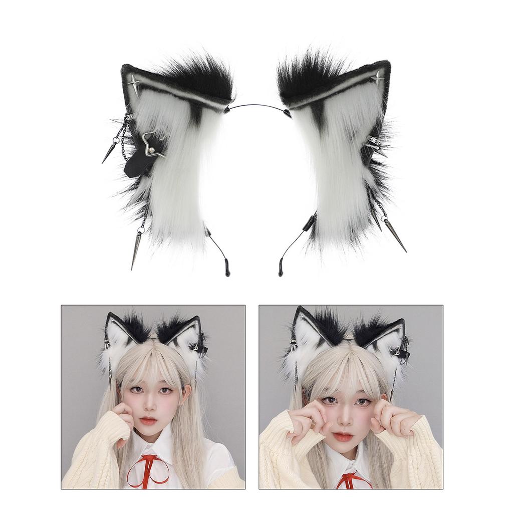 Anime Character Headband Wolf Ears Shape Hair Hoop Plush Carnivals Party Headpiece Cosplay Party Costume Props Unisex