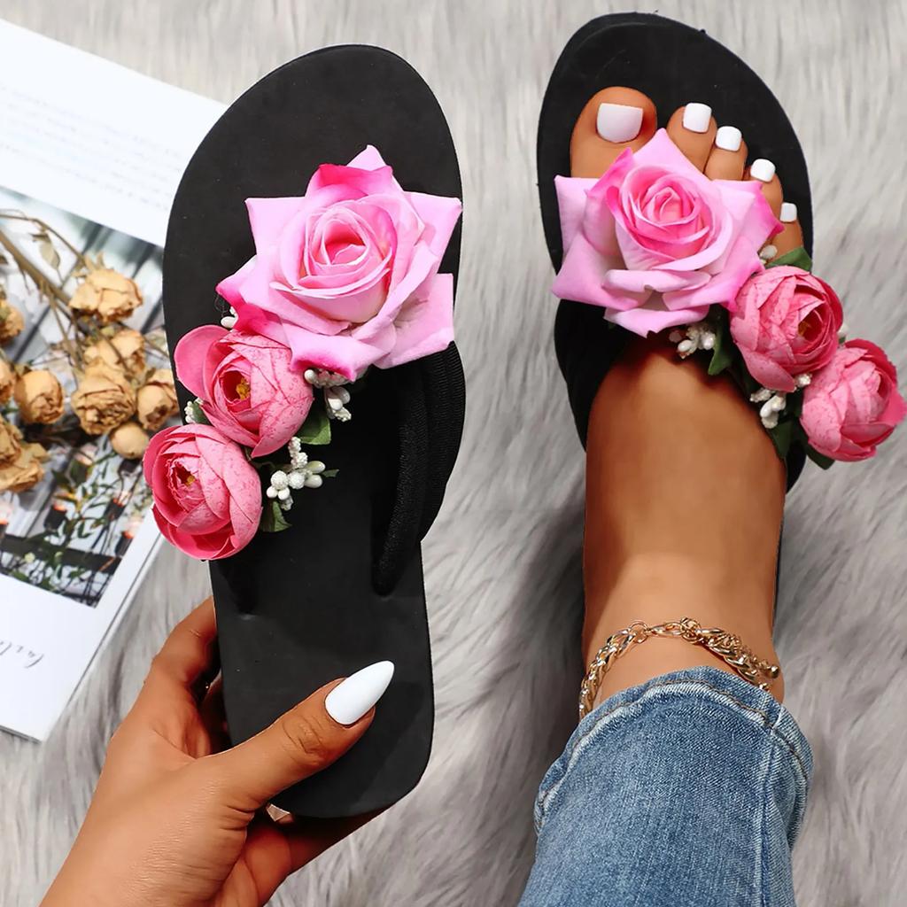 Bohemian Flowers Slippers Women Flip Flops Open Toe Sandals Ladies Casual Shoes Cute Summer Sandals For Women 2025 Sandalias