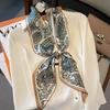 Fashion Plants Print Silk Scarf Skinny Ribbon Hairbands Women Neck Kerchief Foulard Soft Hair Bands Scarves Bag Handle Ribbon