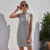 Spring Summer Casual Solid Sleeveless Hooded Minii Dress Women Fashion Elegant Skinny Elastic Slim Straight Gray Knitted Dresses