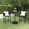 Day and Night - Day and Night 3-piece Garden Bar Furniture Set and Black Synthetic Rattan Cushions