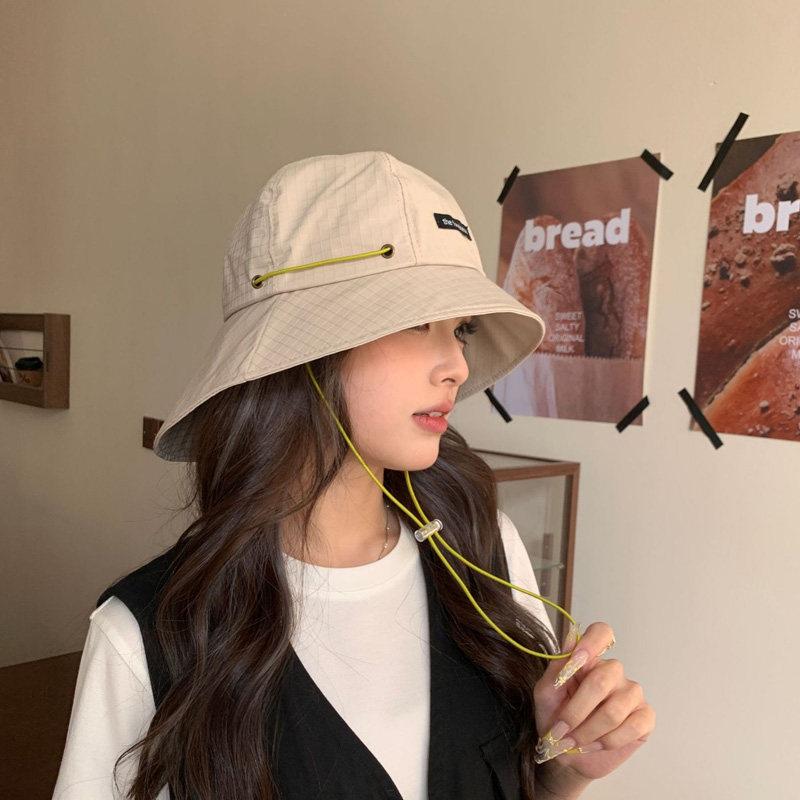 Bucket hat neck protection men and women summer outdoor camping drawstring basin hat big brim sunshade sun protection casual hat